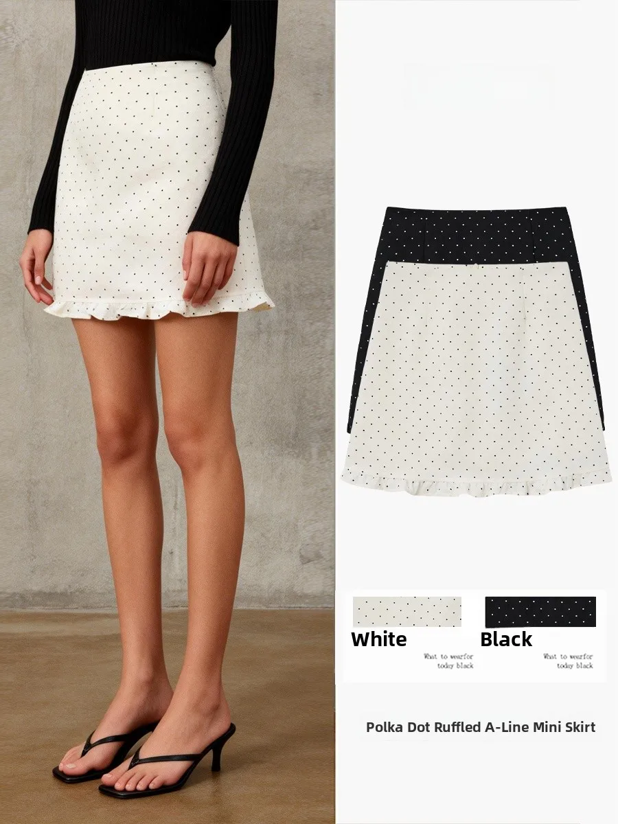 

Юбка А-силуэта с высокой талией в горошек, женская, весна-лето, новая, плиссированная, утягивающая, для офиса, короткая, из полиэфирного волокна