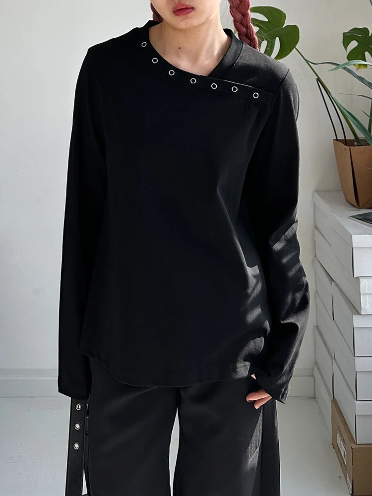 

Casual Loose Long Sve T-irt Men's Sle k Asymmetric Cross Collar Base irt Inner Wear Top for ex