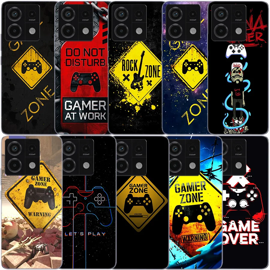 Gamer Zone Traffic sign Game Handle Clear Phone Case For Xiaomi Redmi 12 12C 10 10A 10C 9 9A 9C 9T Note 13 12 Pro + 12S TPU 8 8A