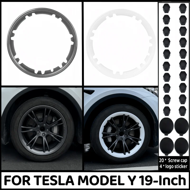 

4PCS For Tesla Model Y 19 Inch Rim Wheel Hub Protection Patch Protector Hubcaps Parts Automobile Cover Cap Accessories 2018-2024