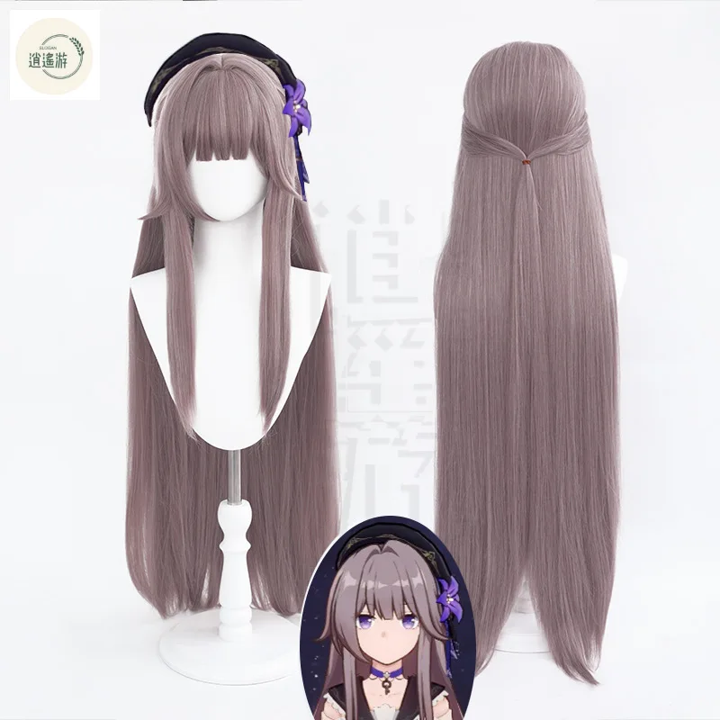 Peluca de Cosplay de Anime Herta Game Honkai: Star Rail, pelo largo de 90CM, pelo sintético resistente al calor, pelucas de Cosplay para fiesta de