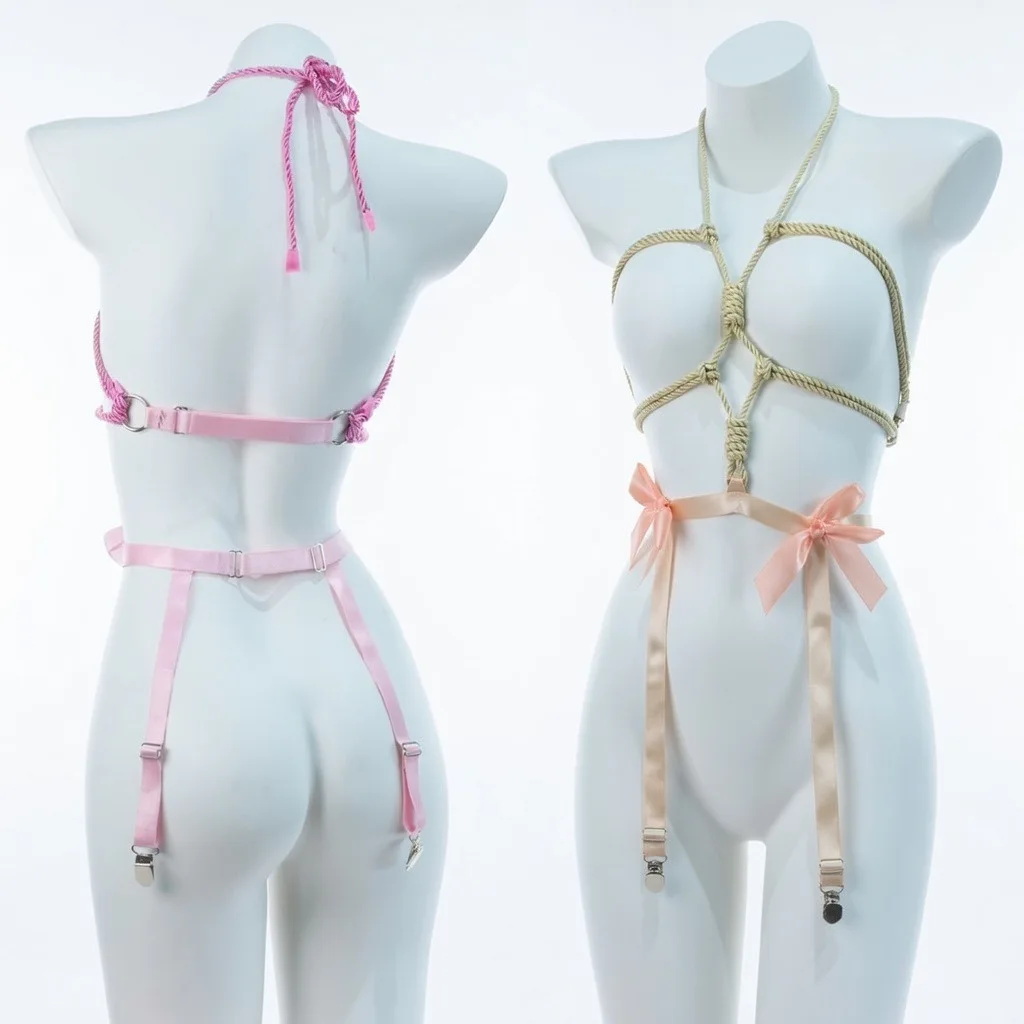 

New Sexy Lingerie Set SM One-piece Rope Outfit Designed For Pure Desire Sexy Sets With Bowknot Solid Color Charming QRSR