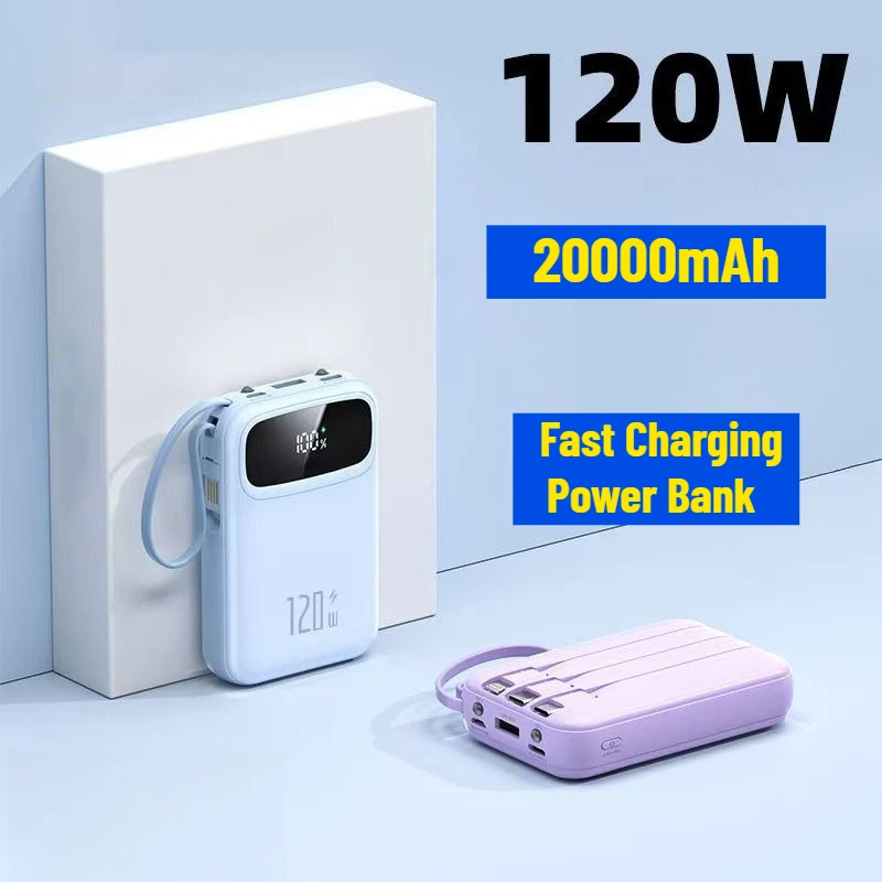 

3C Certified 20000mAh Fast Charging Power Bank Mini and Portable with 4 Built-in Cables
