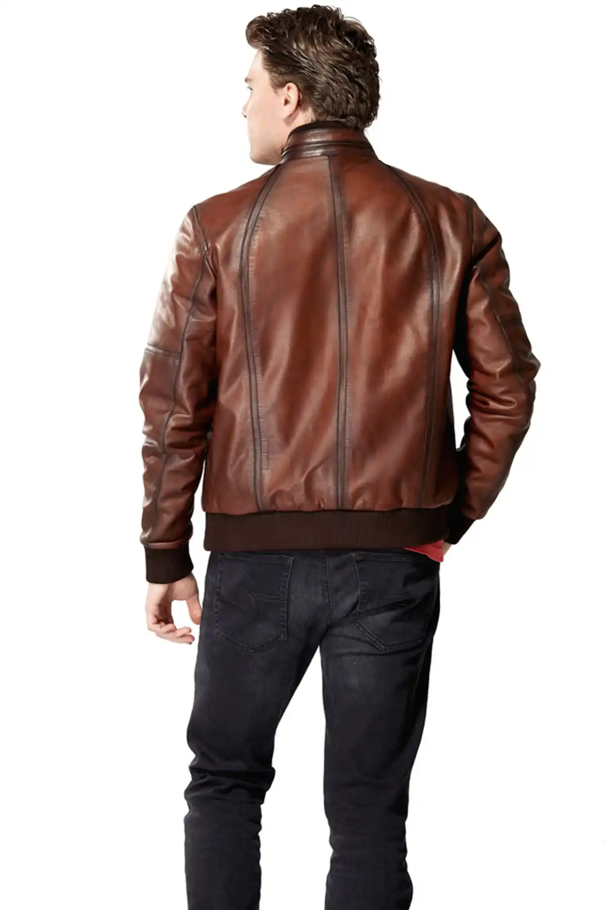 Genuine Mens Leather Coats Brown Sheepskin Jacket Spring Autumn Season Sport Classic Clothing Jackets Handmade From Turkey