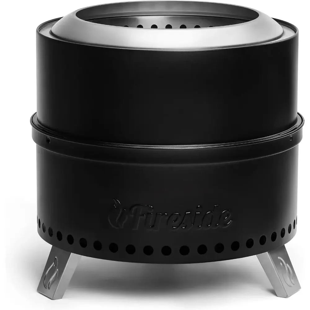 19 Inch Portable Outdoor Wood Burning Steel Camping Stove with Stand, Removable Ash Pan, Waterproof Storage, Nested Design
