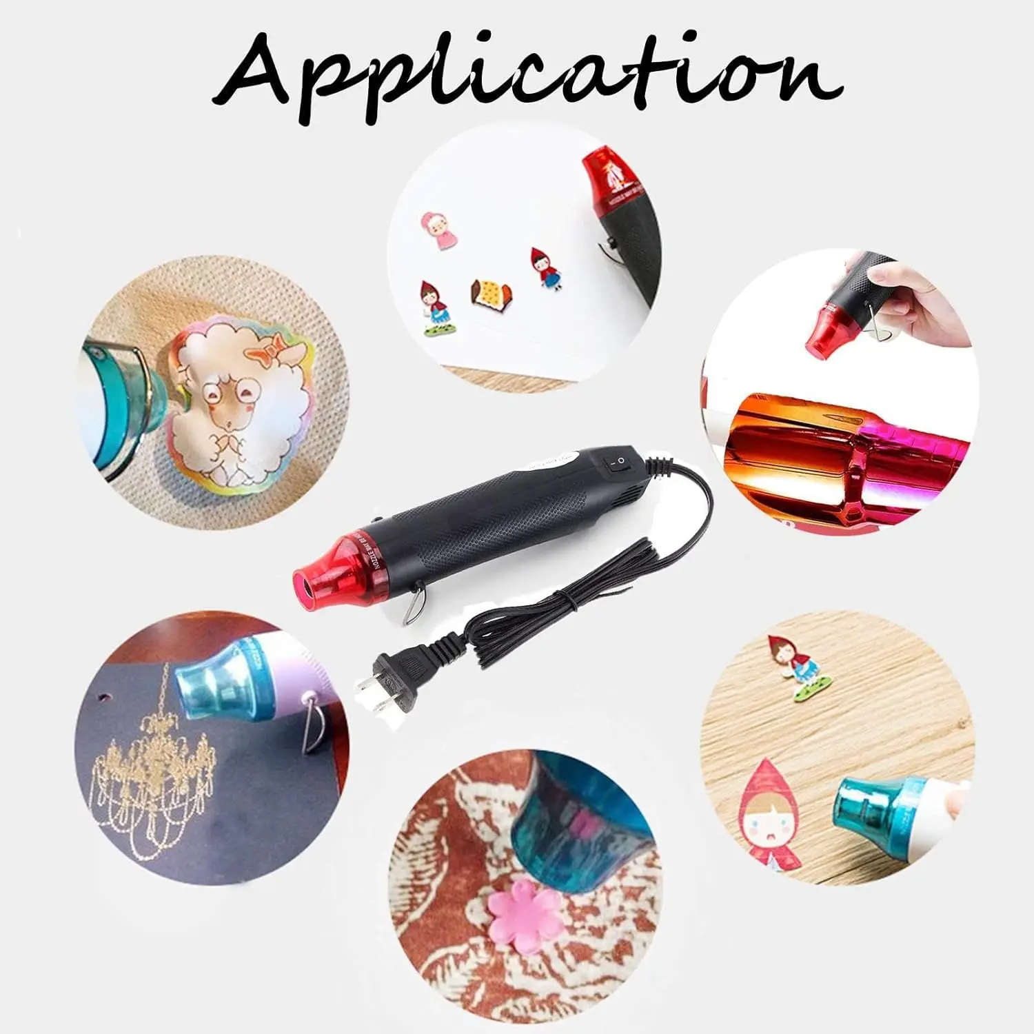 Mini Heat Gun for Epoxy Resin 300W Portable Handheld Black Hot Air Gun for Crafts Embossing Clay Rubber Stamp DIY Heat Tools