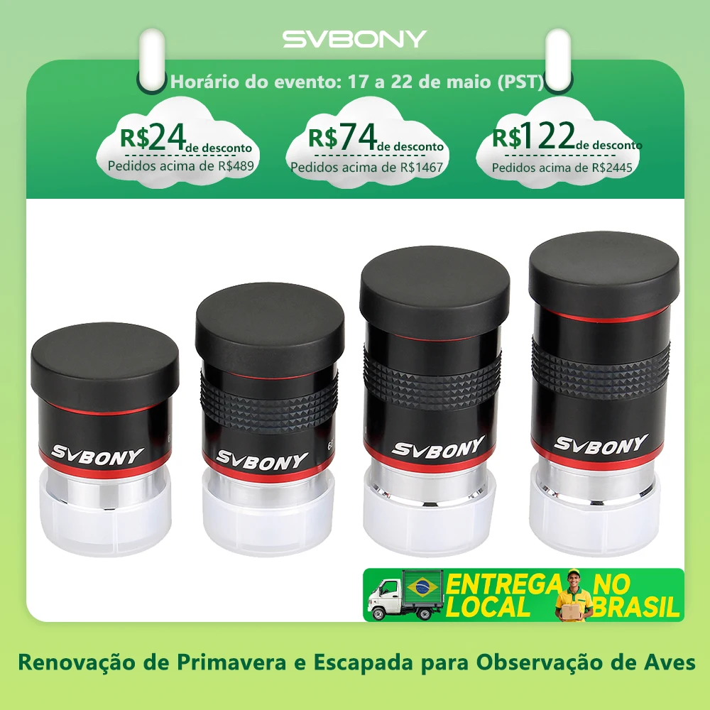Oculares Telescópio Svbony 1.25" ocular 68 graus Oculares planetária UWA 6mm/9mm/15mm/20mm para Telescópio Astronômico