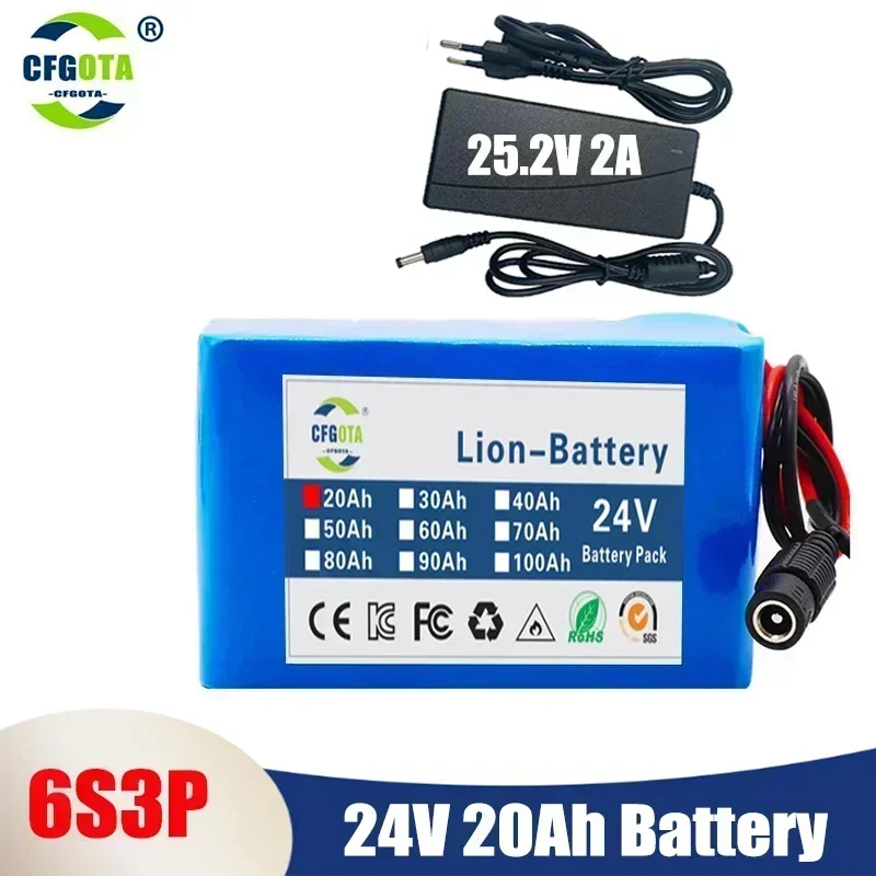 

24V 20Ah 6S3P 18650 Rechargeable Lithium ion Battery 25.2v 20000mAh Electric Bicycle Moped /Electric/Li Ion Battery Pack+charger