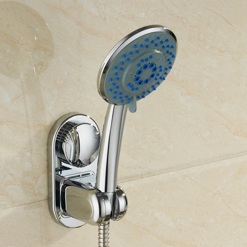 2 Wall Mounted Shower Brackets Bathroom Adjustable Suction Cup Holder Shower Head Shower Base 5 Angles Adjustable Silver Durable