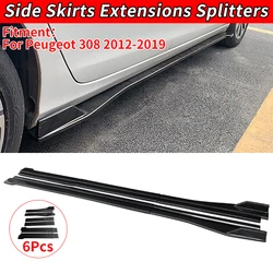 For Peugeot 308 2012-2019 2016 Car Side Skirt New Accessories ABS Extensions Bumper Door Lip Splitters Winglet Carbon Fiber Look
