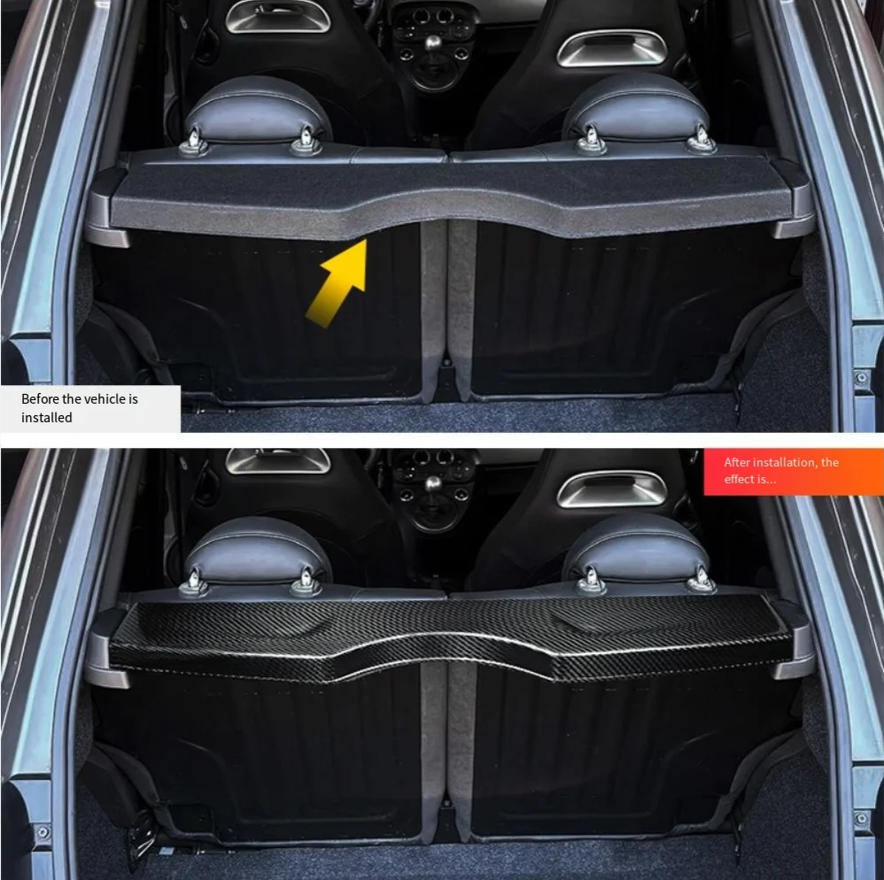 Real Dry Carbon Fiber Rear Trunk Rack Cover For Fiat 500 Abarth 2007-2023 Interior Trim