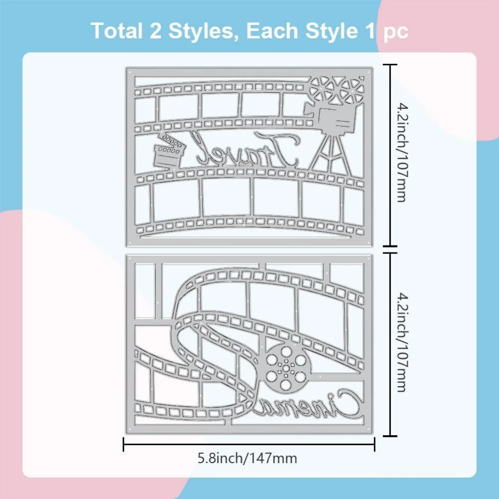 2Set Movie Film Background Cutting Dies for Card Making Film Strip Metal Die Cuts Cutting Dies Template DIY Scrapbooking