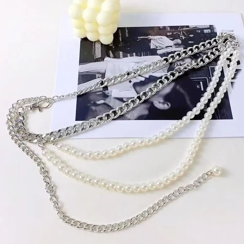 Women Belt Pearls Splicing Woman Belt For Jeans Vintage Fashion Leisure Designer Belts Women High Quality Chain Belt Girls