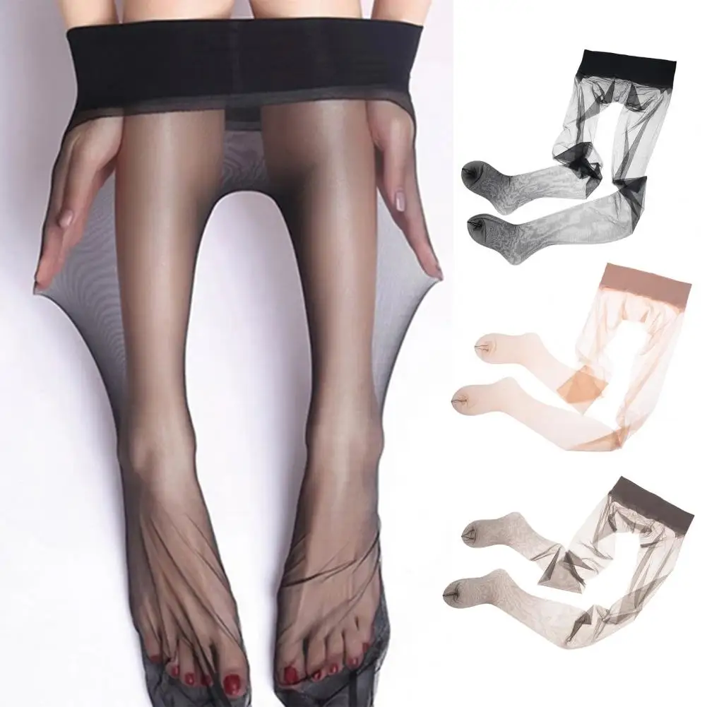 Silky Smooth Stockings Ultra-thin Pantyhose for Women Transparent Nylon Tights Smooth Sheer Stockings Low Waist Design Solid