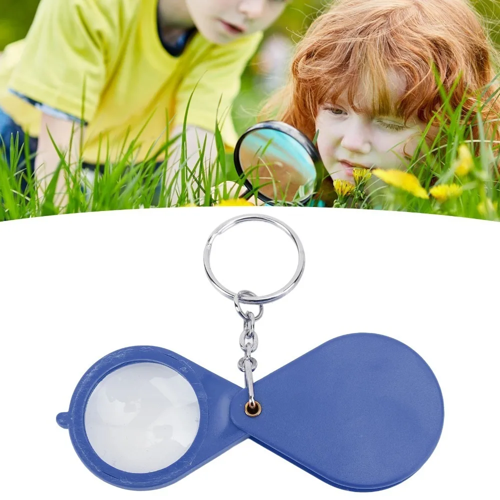 10X Magnification Magnifier Keychain 32mm Lens Diameter Foldable Design Pocket Magnifying Glass Portable Size With Key Ring