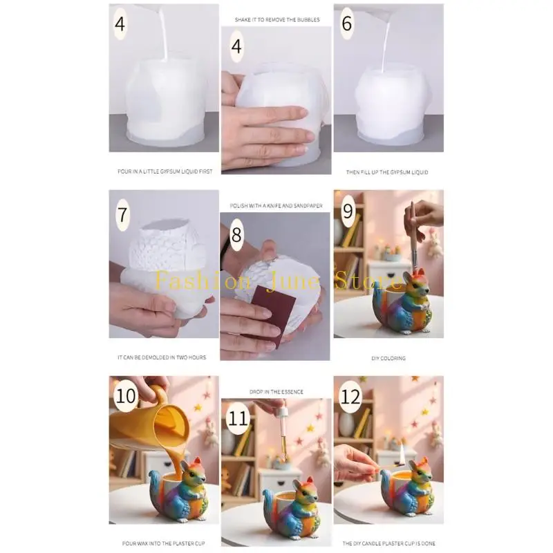 N5KA Multipurpose Sturdy Silicone Mould to Craft Squirrel Planter Easy Demolding Portable for Artistics Home Decoration