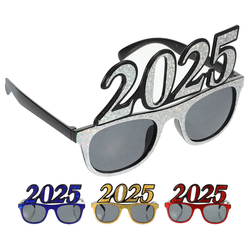 4 قطعة 2025 نظارات السنة الجديدة مضحك نظارات الحفلات صور الدعامة البلاستيك لوازم الديكور الطرف 2025 النظارات العين الديكور
