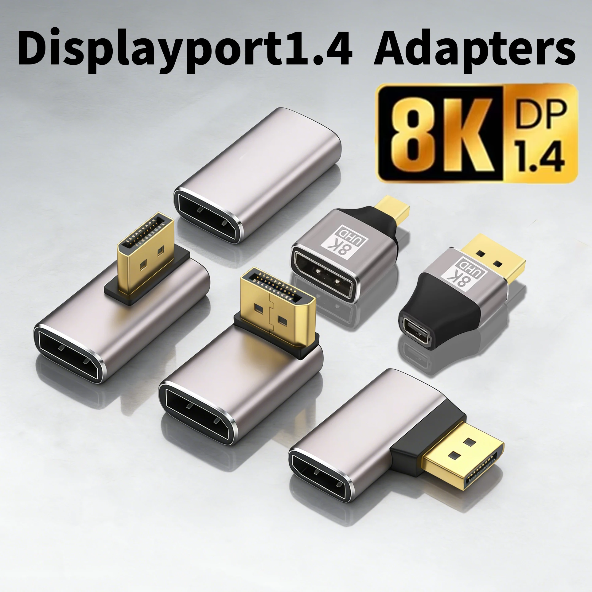 

Gold-Plated 90 Degree DisplayPort 1.4 Adapter Support 8K@60Hz 4K@144Hz HDR Video, Plug & Play DP Extender for PC Gaming Monitor