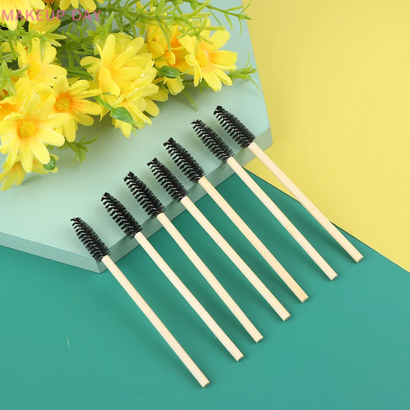 50Pcs Bamboo Handle Eyelash Brush Makeup Brush eyelash Extension Disposable Eyebrow Brush Mascara Applicator Makeup Tool