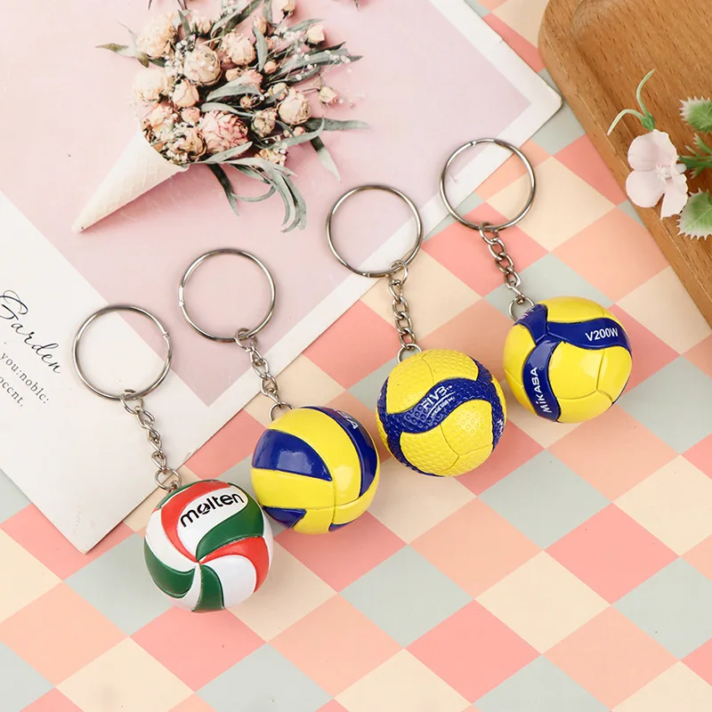 1xFashion PVC Volleyball Keychain Ornaments Business Volleyball Gifts Beach Ball Sport for Players Men Women Key Chain Gift