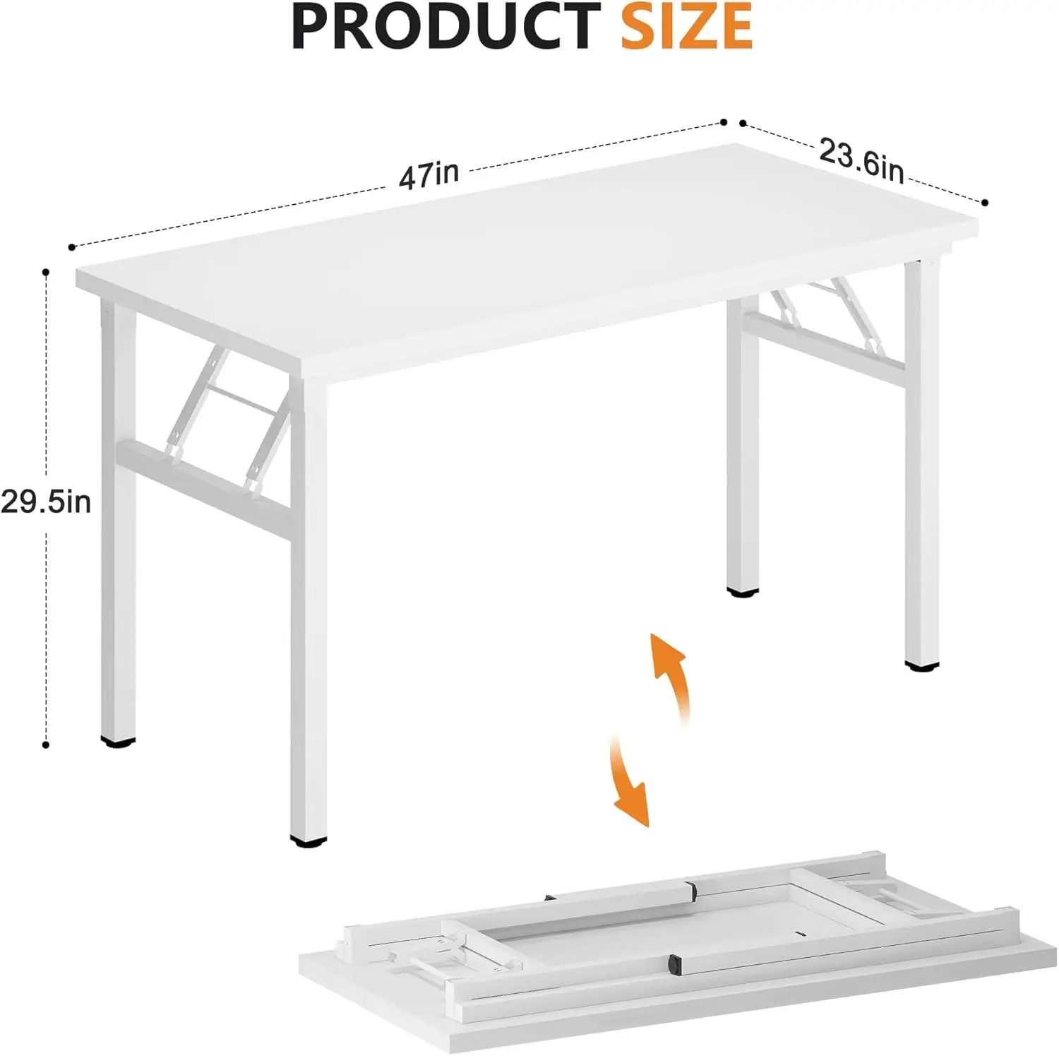 Mesa dobrável totalmente montada para computador, mesa portátil, mesa de conferência, mesa de casa e escritório, 47 polegadas