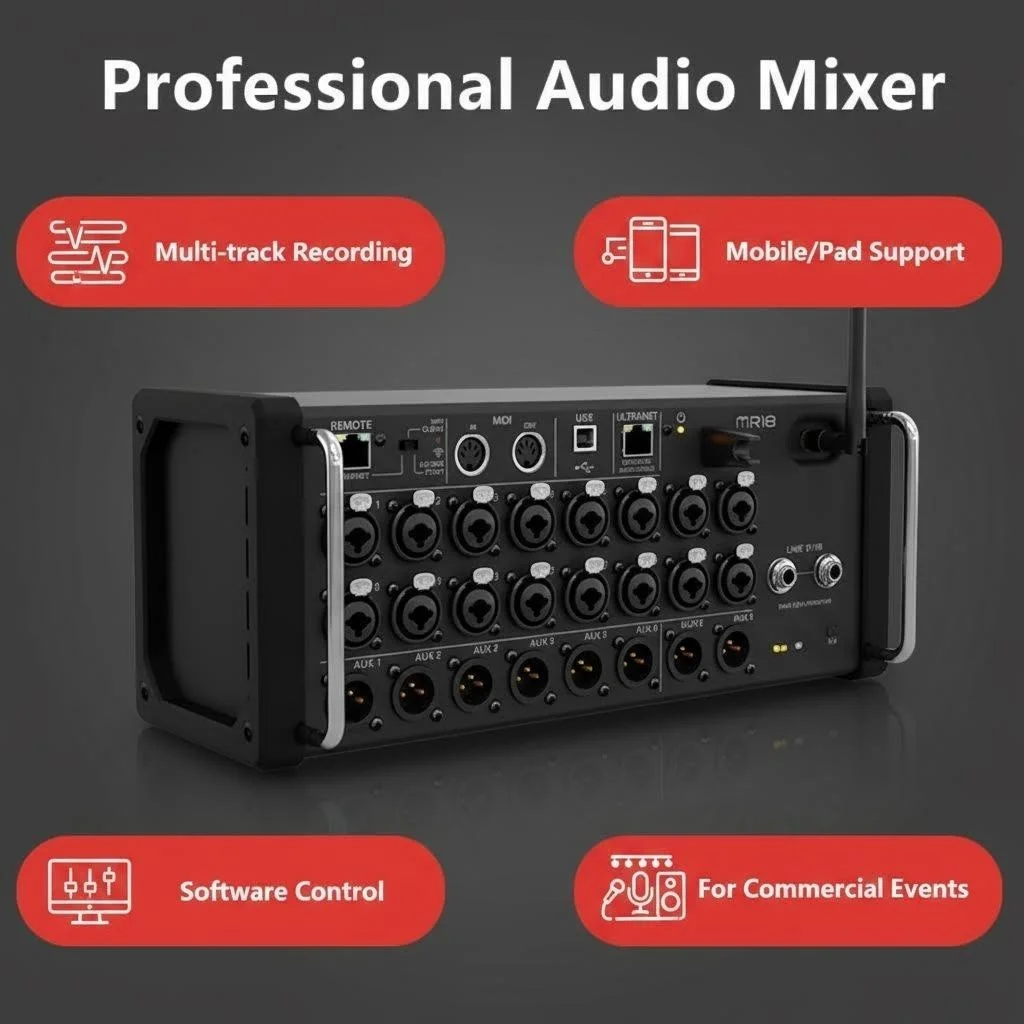 MR/XR18 professional digital mixing console, mixing recording console, digital mixer, live audio multi-track recording console