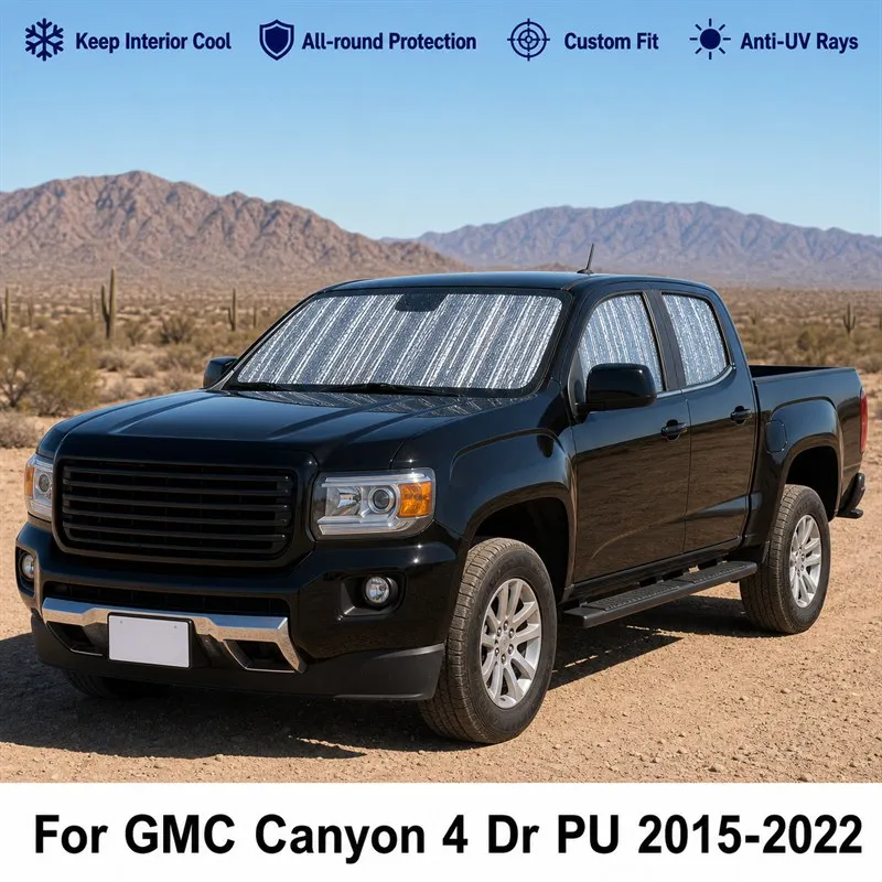 For GMC Canyon 4 Dr PU 2015-2022 Full Set Car Window Sunshades UV Block Privacy Heat Insulated Foldable Car Curtain