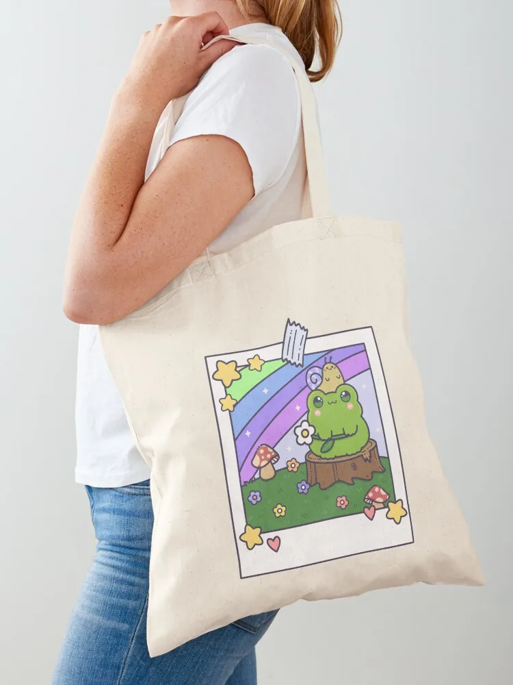 

Kawaii frog Tote Bag Big bag women canvas shopping bag Shopper handbag free delivery bags