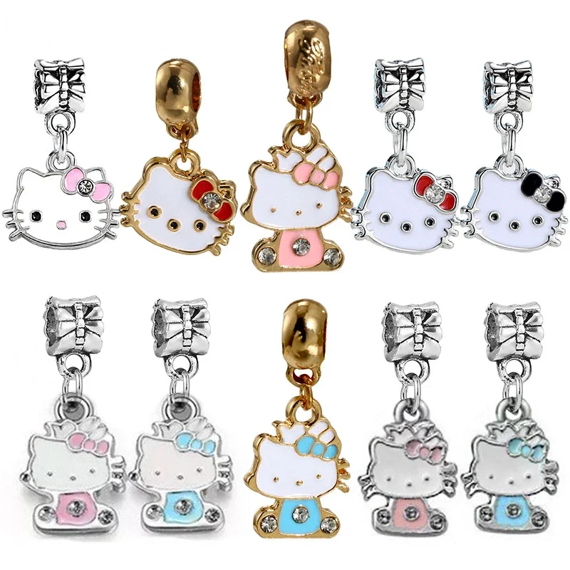 Sanrio Cartoon Original Char Hello Kitty Charm Pendant Fit Pandora Bracelet Necklace Original DIY Women Jewelry Accessories Gift