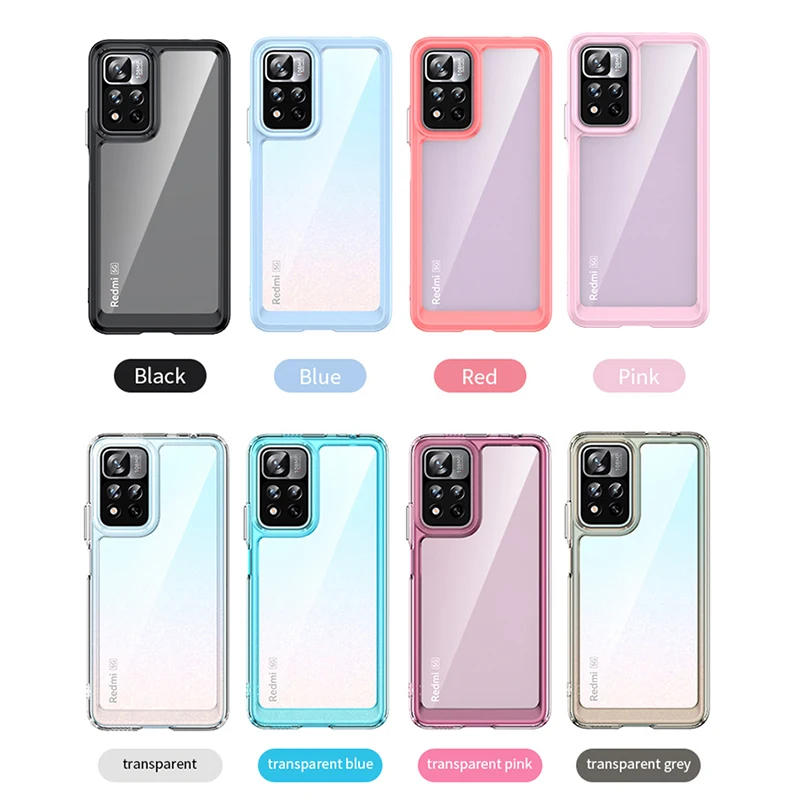 Clear Back Cover For Xiaomi Redmi Note 11 Pro Plus Case Bumper Multicolour Transparent For Redmi Note 11 Pro Plus 11S 5G Cover