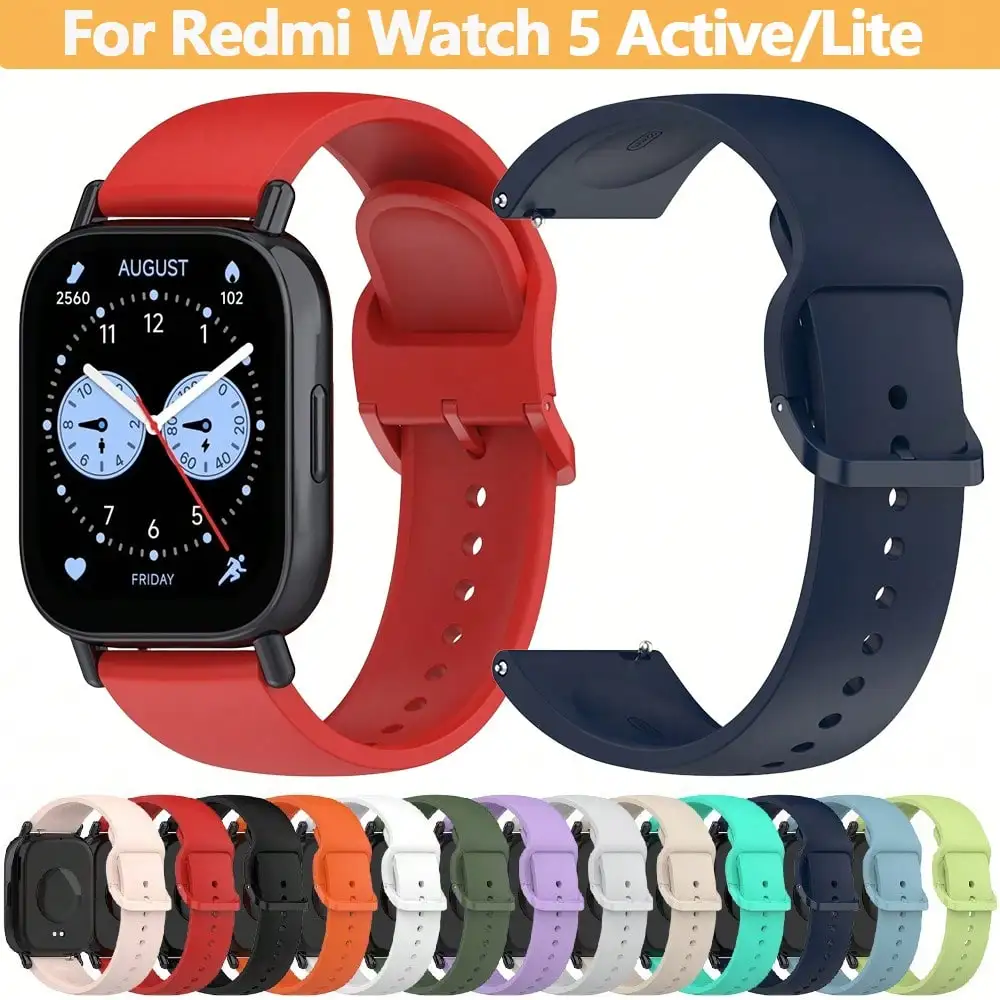 Soft Durable Adjustable Silicone Watch Strap for Redmi Watch 5 Active/Lite Lightweight Comfortable for Fitness Running Swimming