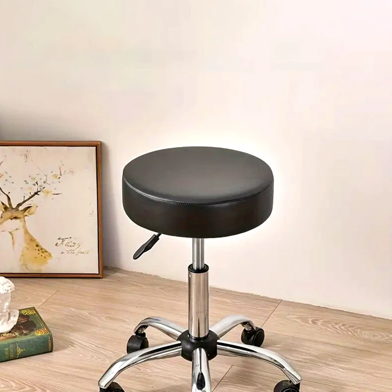 Waterproof Pu Leather Round Elastic Seat Cover Solid Color Dustproof Bar Stool Chair Cover Protector Home Dining Seat Slipcover