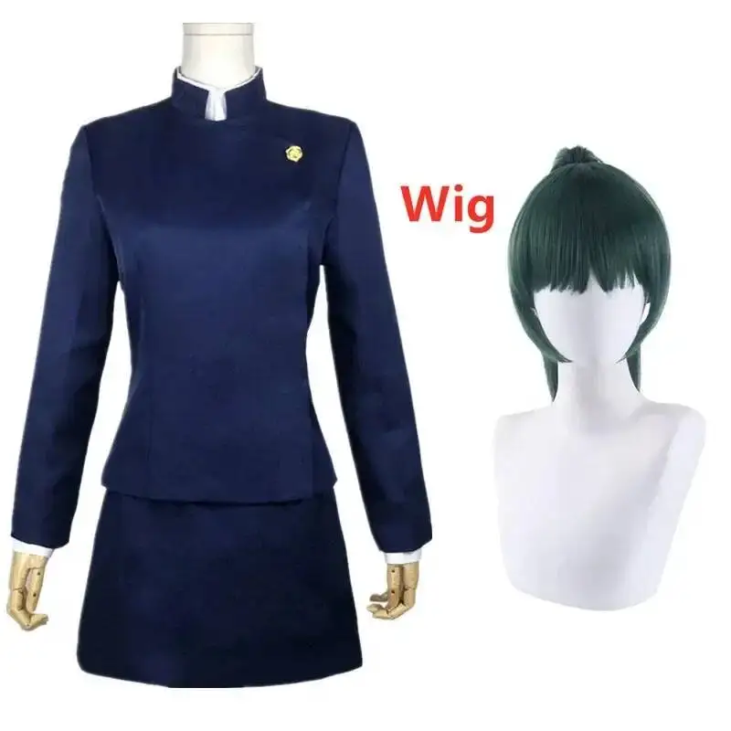 

Anime Jujutsu Kaisen Zenin Maki Cosplay Costume Top Skirt Halloween Party Uniform Woman Dress Wigs