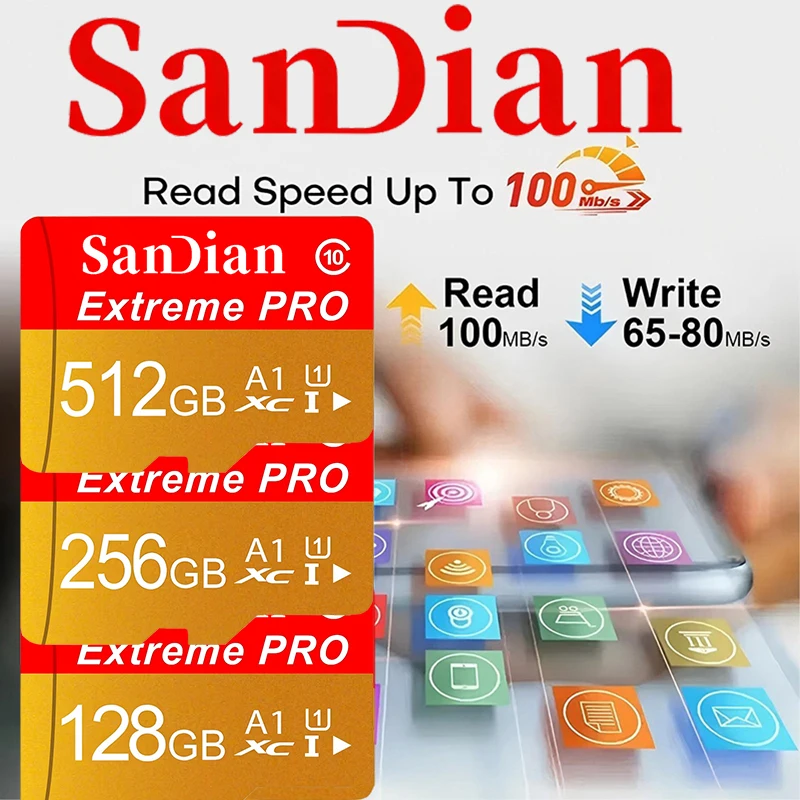 256GB 32GB 64GB 128GB Compact TF Cards SD Cards Micro TF SD Card Memory Card U1 HD Video U3 for GoPro/Tablet/GPS/VR Headset