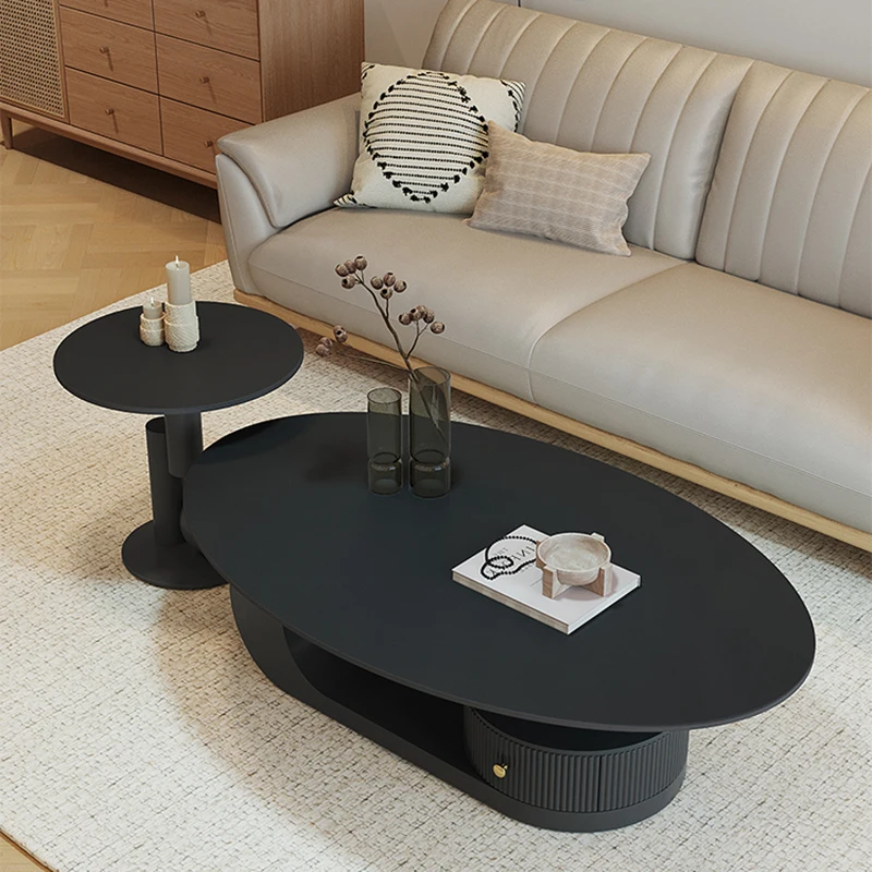 

Oval Luxury Coffee Table Living Room Nordic Black Center Coffee Table Modern Design Italian Mesa Centro Salon Bedroom Furniture