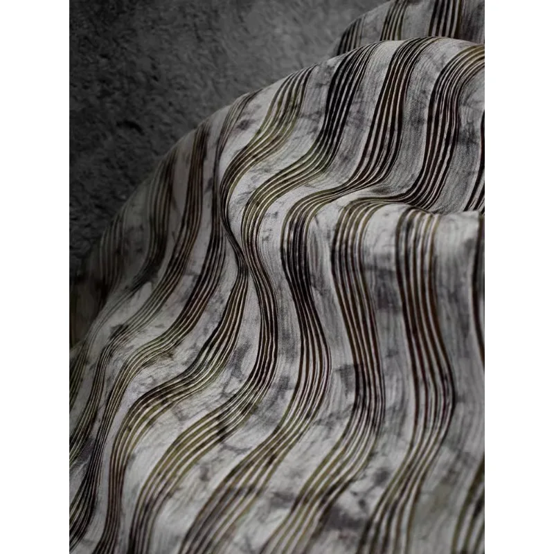 Paper Book Fried Color New Chinese Three-dimensional Pressing Pleated Texture Wavy Fabric Maillard Designer Han Clothing Fabric