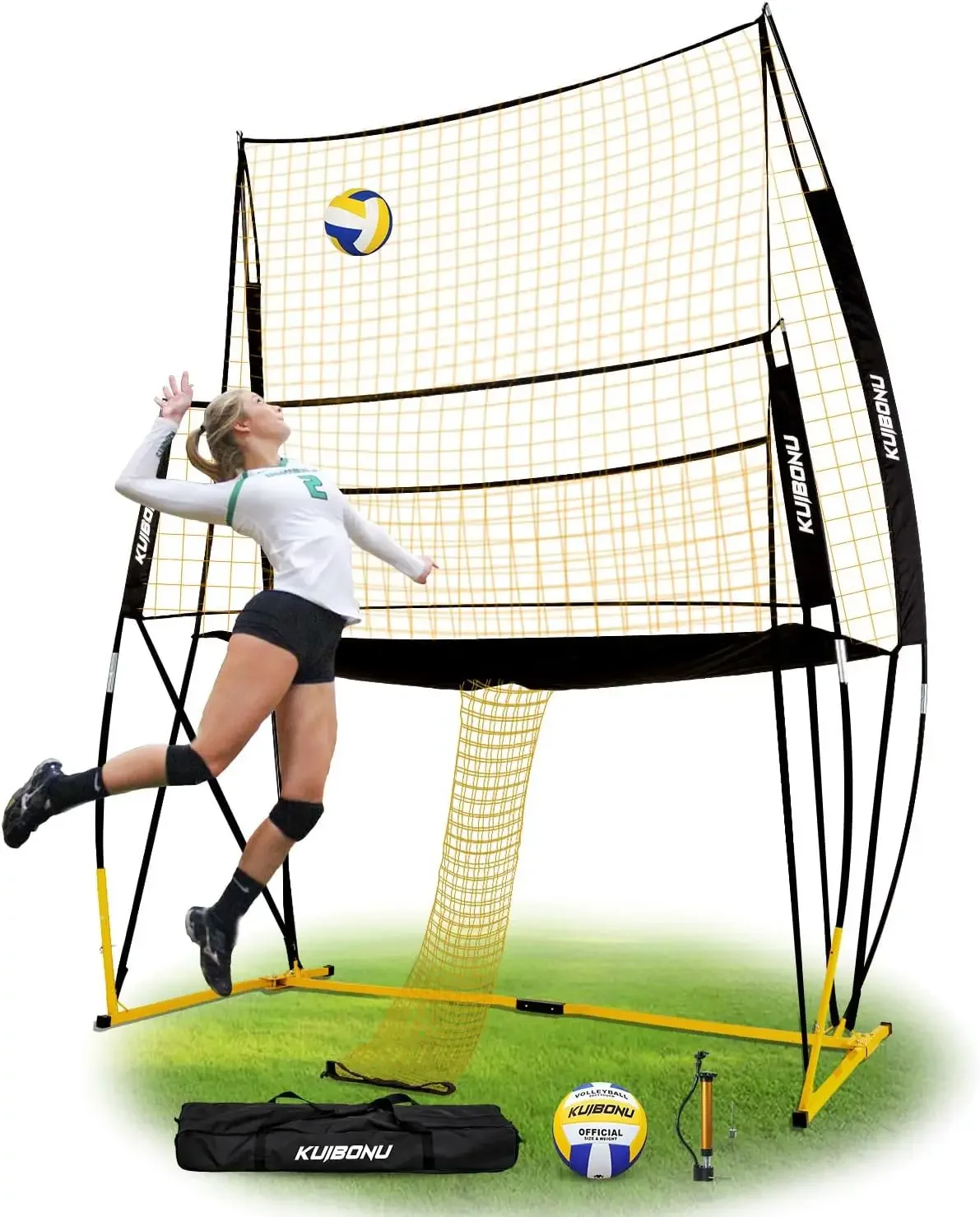 Training Net System - Sturdy, Adjustable, and Portable Volleyball Practice Net | Roller Bag and Volleyball Kits Inclu