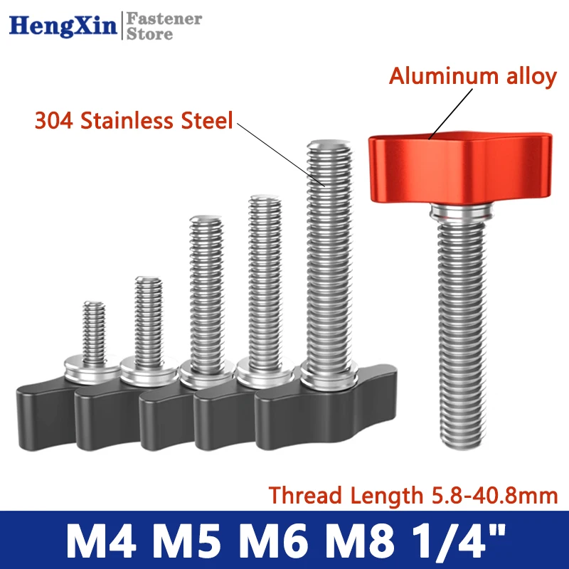 

1pcs M4 M5 M6 M8 1/4" Thumb Screws T Type Hand Tighten Screw Handle Adjustable Butterfly Shape Screw for SLR Rail Rod Slider