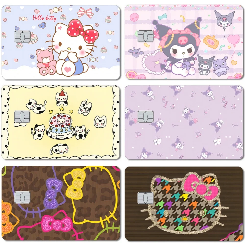 5/10pcs Saniro Random Card Stickers Hello Kitty Waterproof Matte Protective Decorative Film Stickers Fit For Debit Credit Card