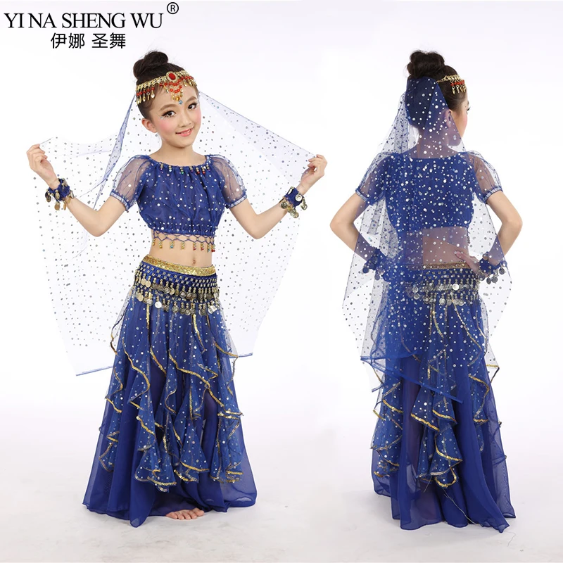 Disfraz de danza del vientre para niños, trajes de baile Oriental para niñas, ropa de bailarina de danza del vientre, conjunto de trajes de baile