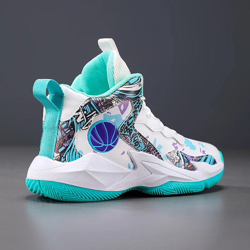 Moda tênis de basquete para crianças tênis de alta qualidade crianças sapatos esportivos casuais tornozelo-protegido anti-escorregadio ginásio formadores meninos