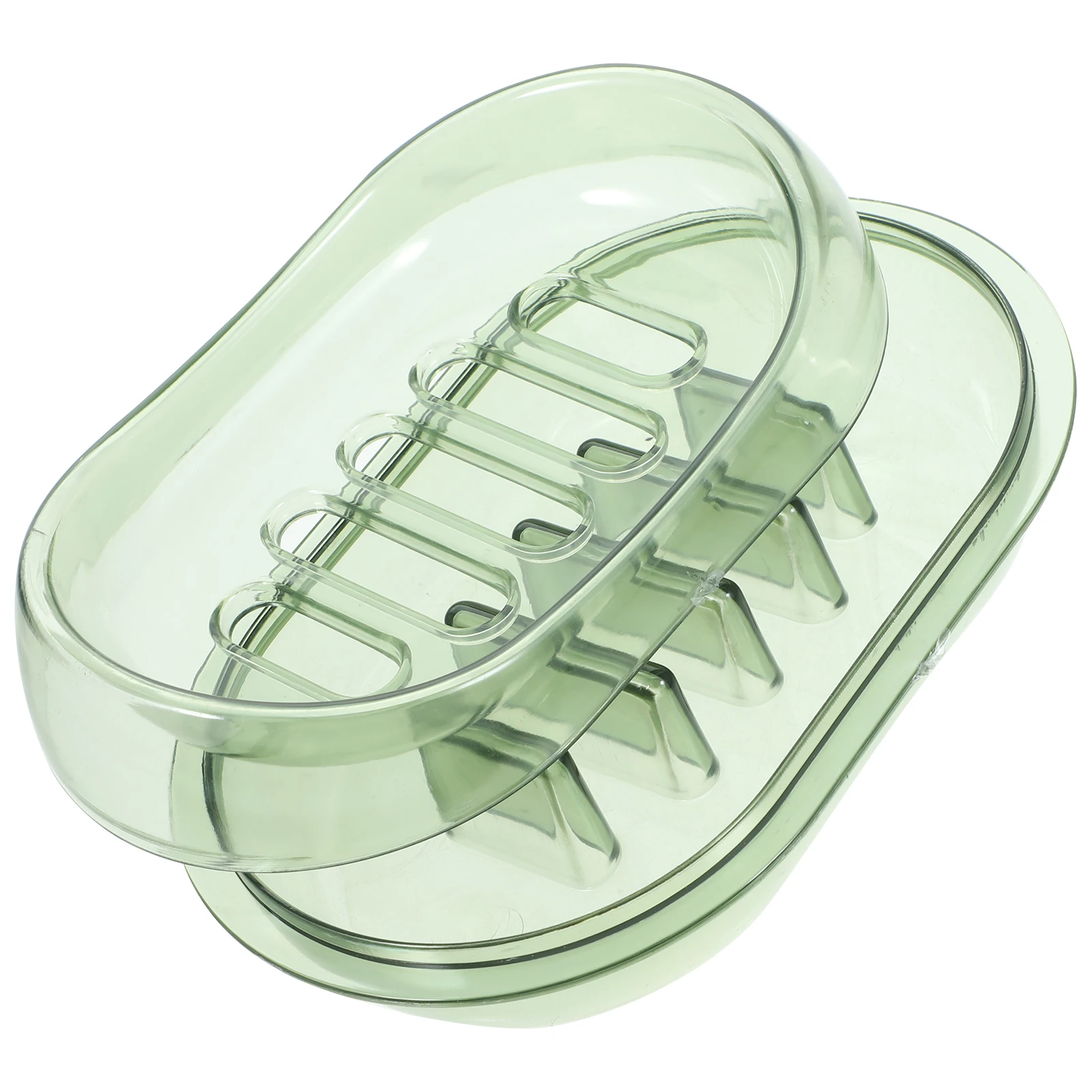 

Transparent Soap Box Bathroom Non-slip Double-layer Draining Decorative Green Plastic Container Holder Storage