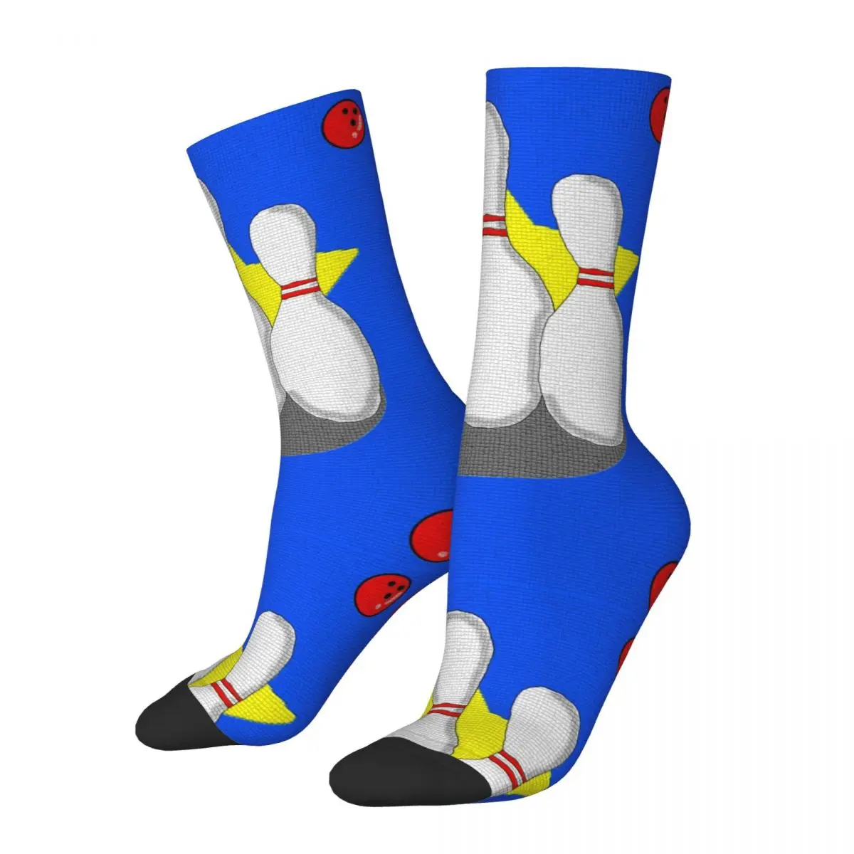 Funny Crazy Compression Sock for Men Bowling Mosaic Hip Hop Vintage Bowling Ball Happy Quality Pattern Printed Boys Crew Sock