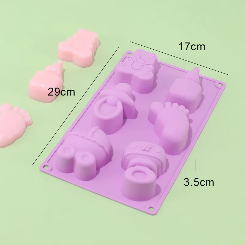 Cute Feet Pacifier Baby Carriage Shape Soap Silicone Mold for DIY Chocolate Candy Handmade Ornaments Plaster Candle Fondant Mold