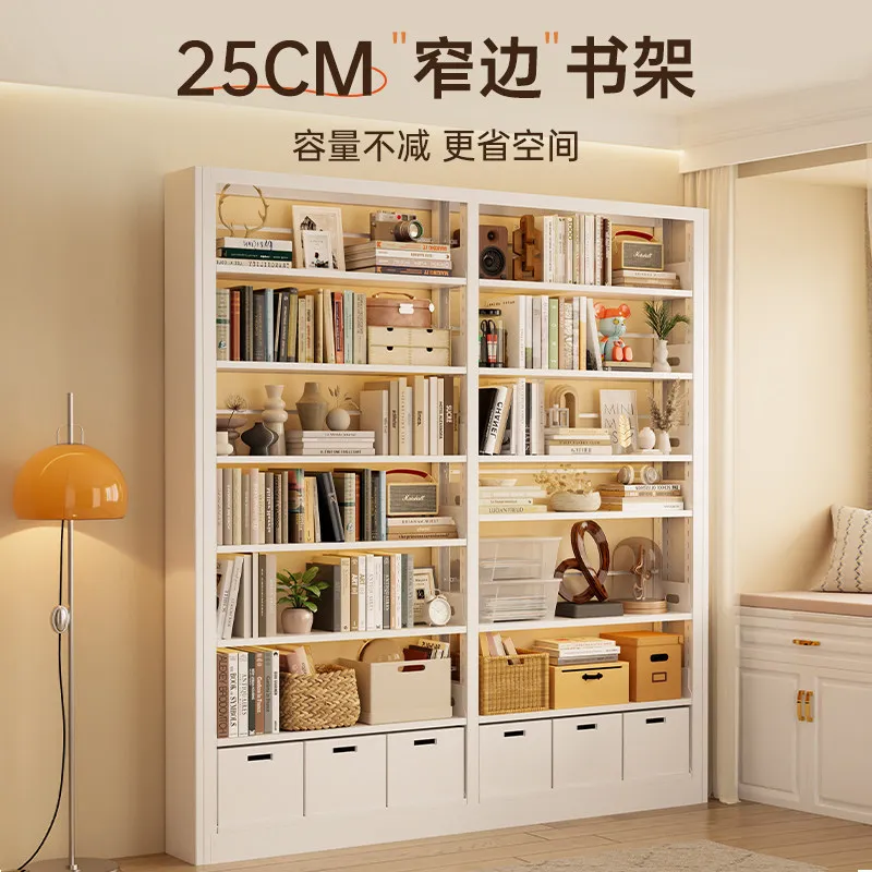 25cm wide home steel library bookshelf, floor-standing bookshelf, iron integrated wall-mounted multi-layer storage rack