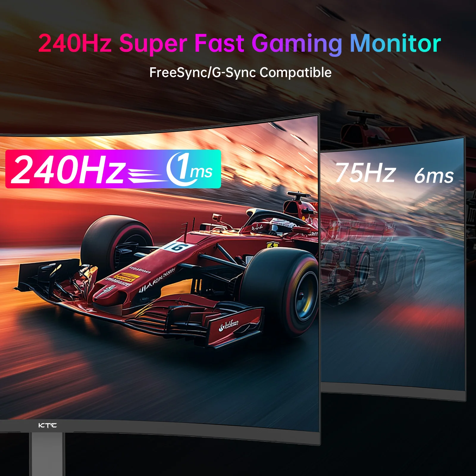 KTC 32 Inch 240Hz Curved Gaming Monitor, 2K 1440P Computer PC Monitor with 1000R 1ms Frameless