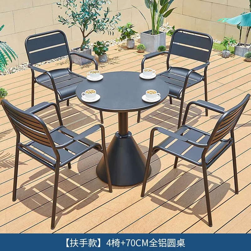 Nordic outdoor villa terrace metal tables and chairs rain and sun protection coffee milk tea shop table and chairs bed and break