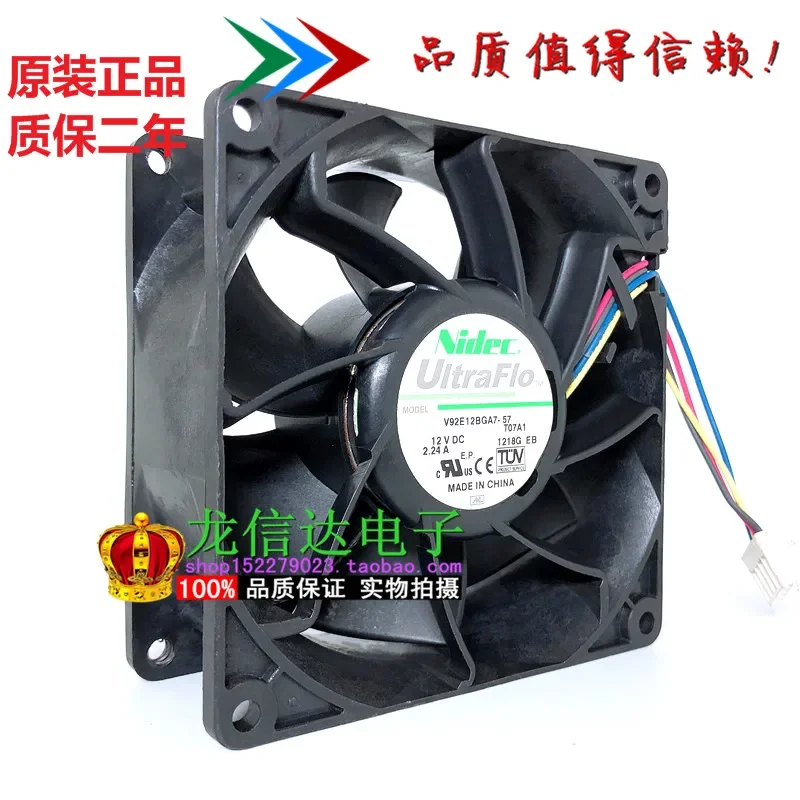 Nidec V92E12BGA7-07 DC 12V 2.24A 90x90x38mm 4-wire Server Cooling  Fan