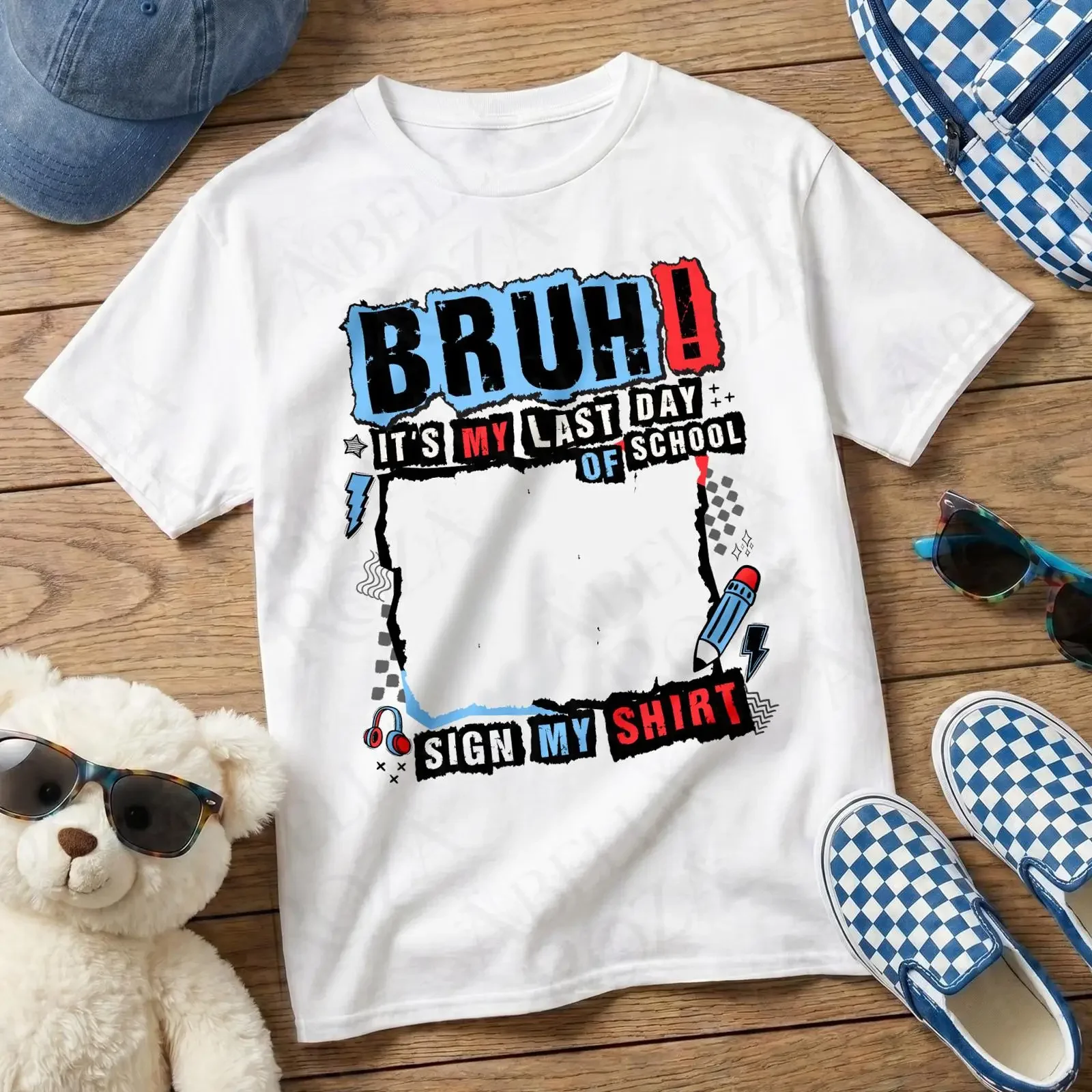 BRUH It's My Last Day of School Sign T Shirt Funny Kids Boys Girls farewell vintage Washed homme Comfortable Stylish graphic