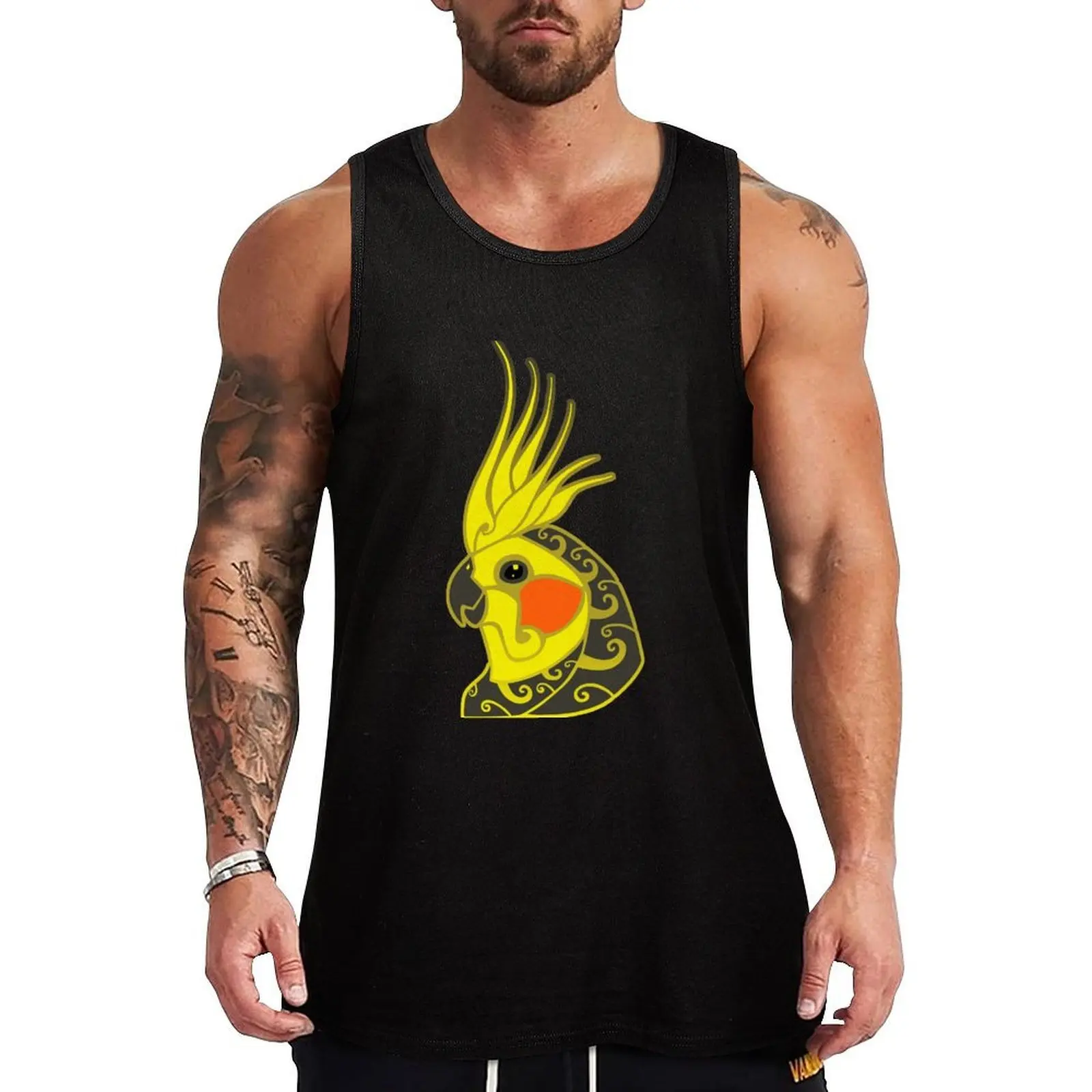 

Cockatiel parrot tribal tattoo Tank Top t-shirt Men's vest for men gym shirts